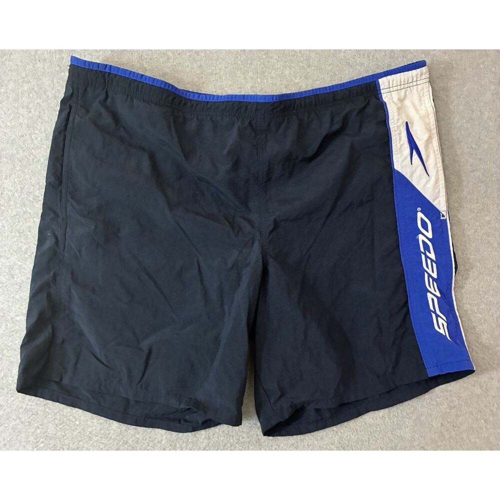 Vintage Speedo Men’s Large Swim Trunks Navy Blue Color Block